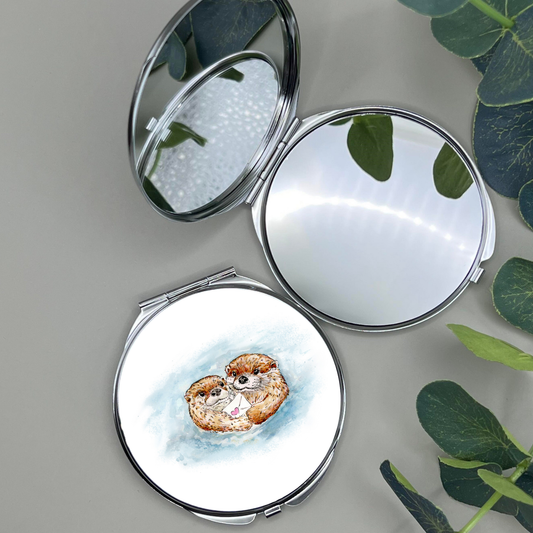 Watercolour Otters Compact Mirror