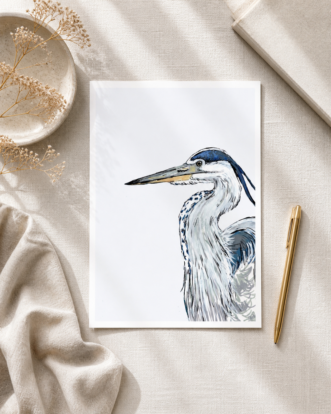 Heron British Bird Art Print
