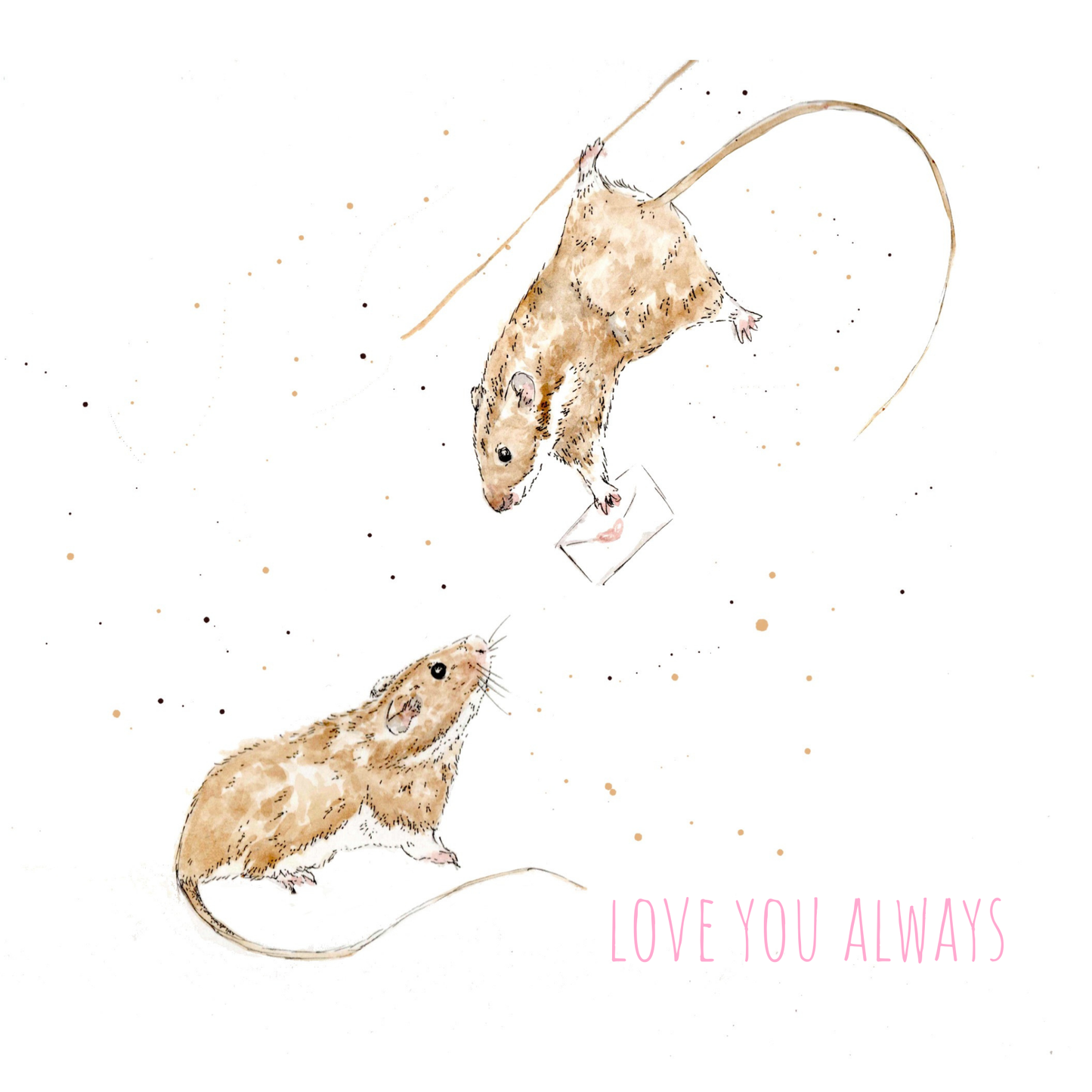 Watercolour Mice Love Letter Coaster