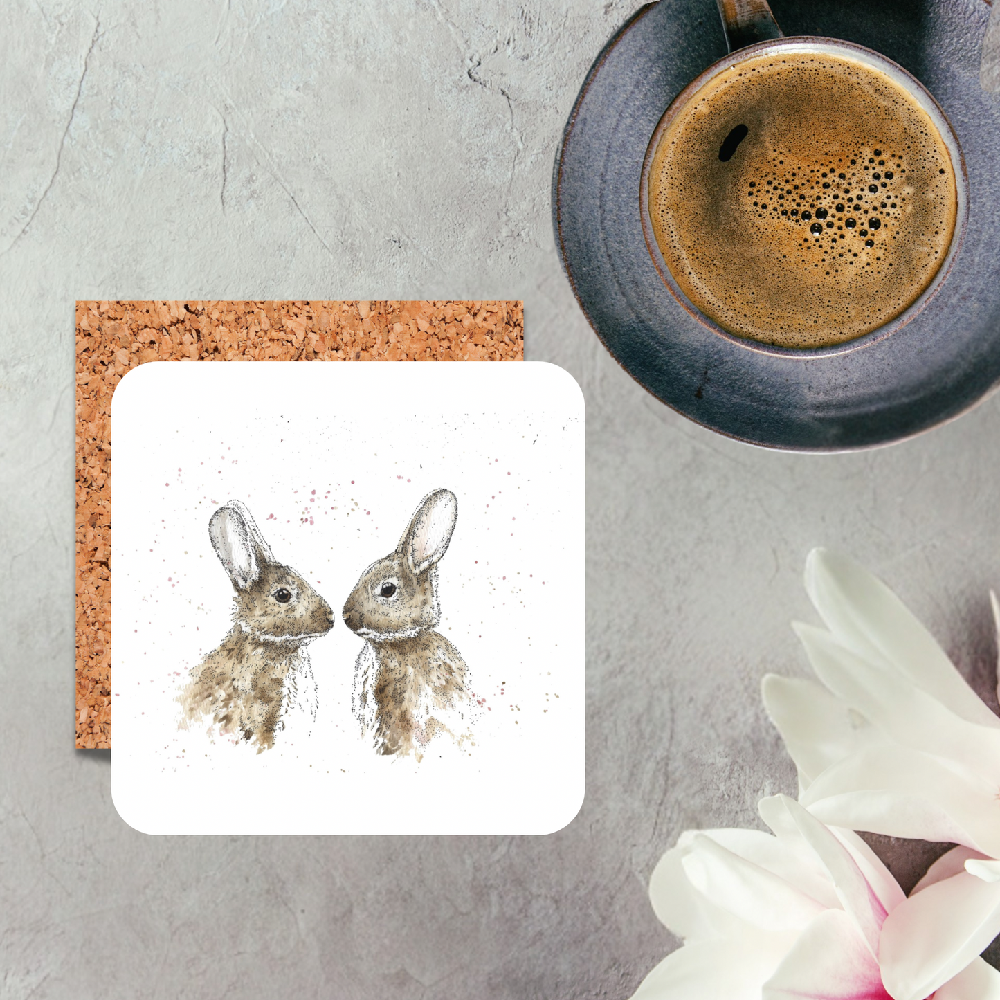 Watercolour Rabbits Coaster