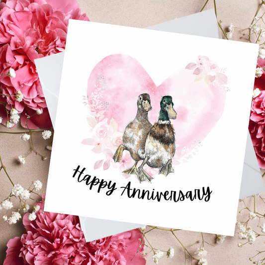 Happy Anniversary Ducks In Love Card