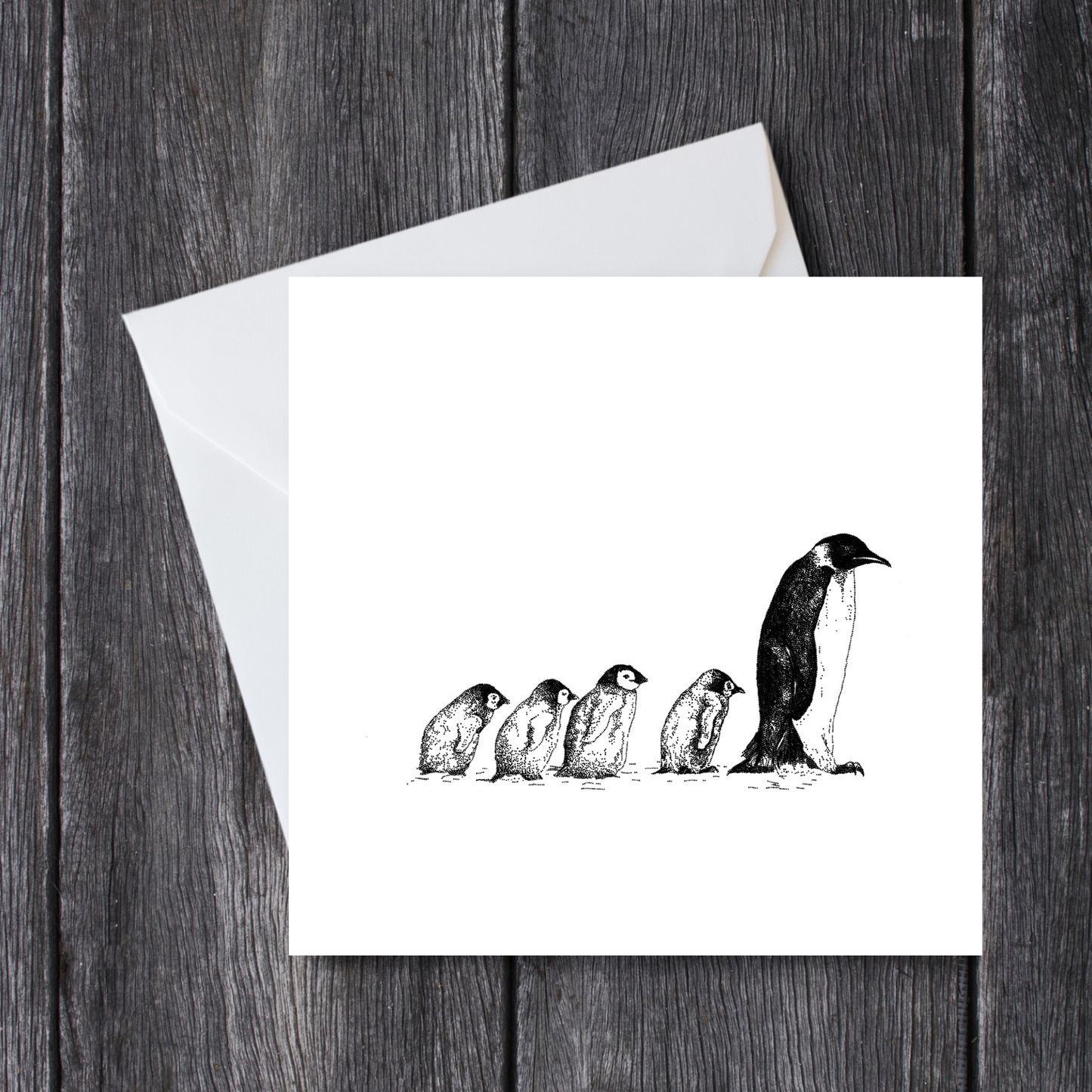 Emperor Penguin and Chicks Card