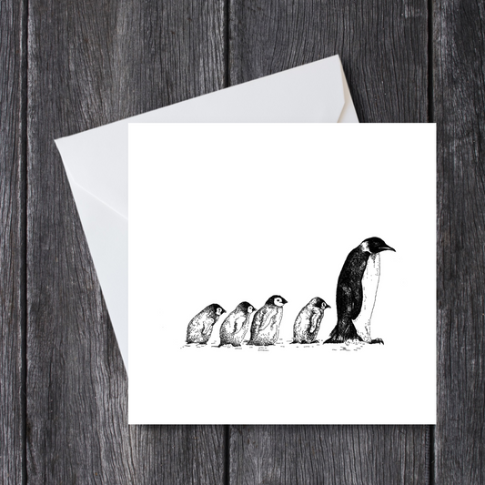 Emperor Penguin and Chicks Card