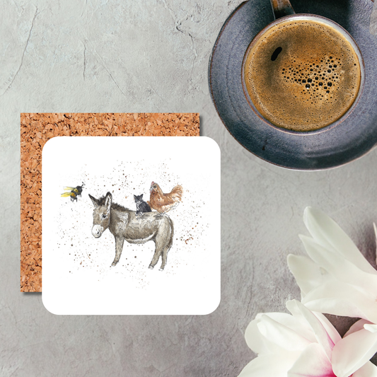 Watercolour Donkey & Friends Coaster