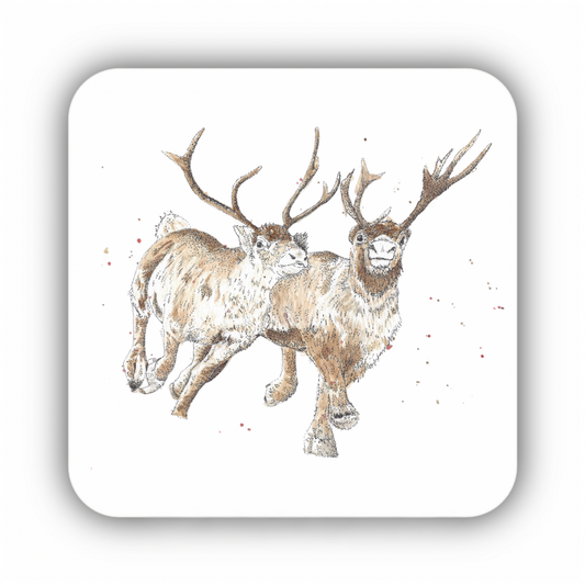 Watercolour Reindeers Coaster