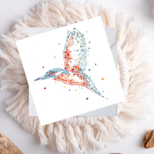Watercolour Kingfisher In Flight Card