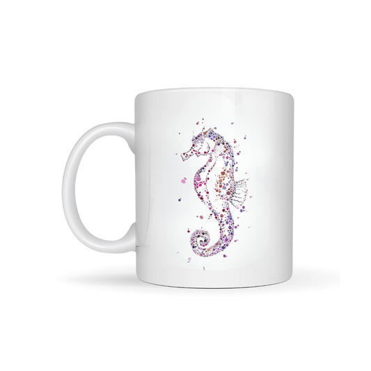 Watercolour Dot Seahorse Bone China Mug