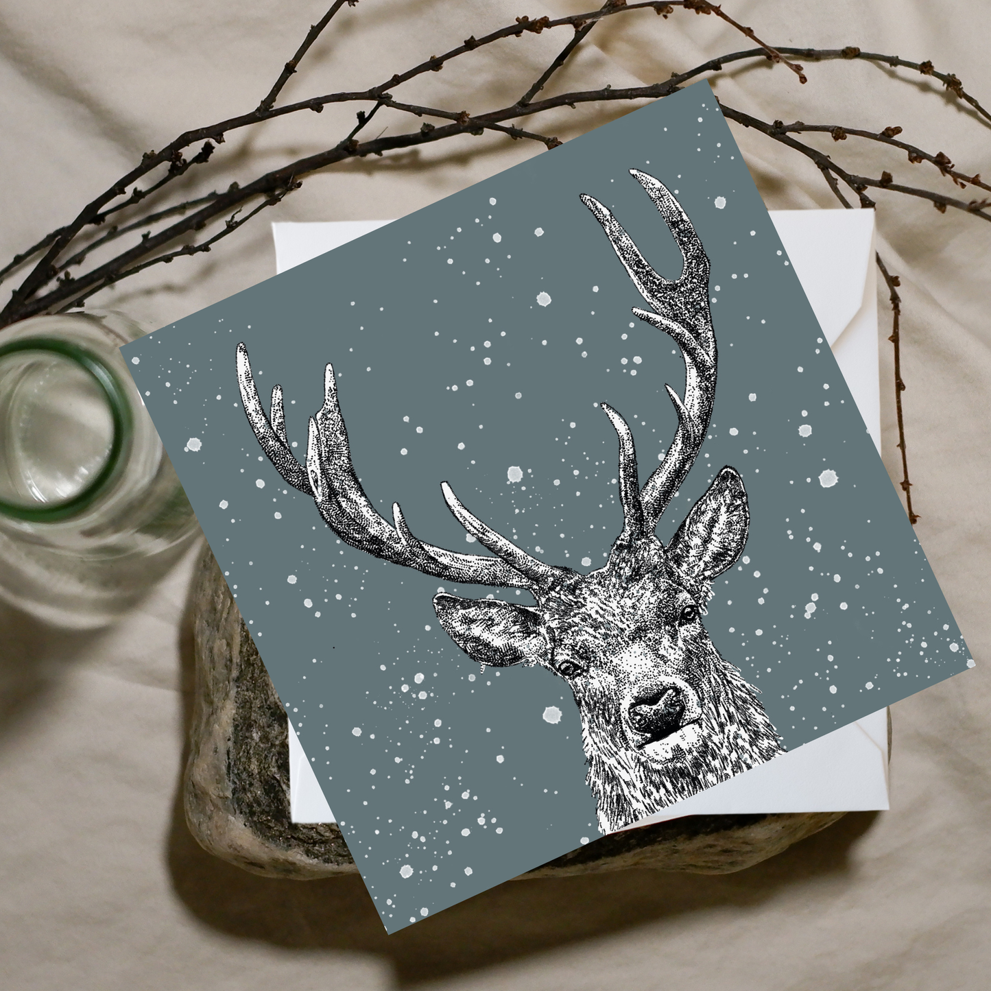 Winter Scene Stag Card