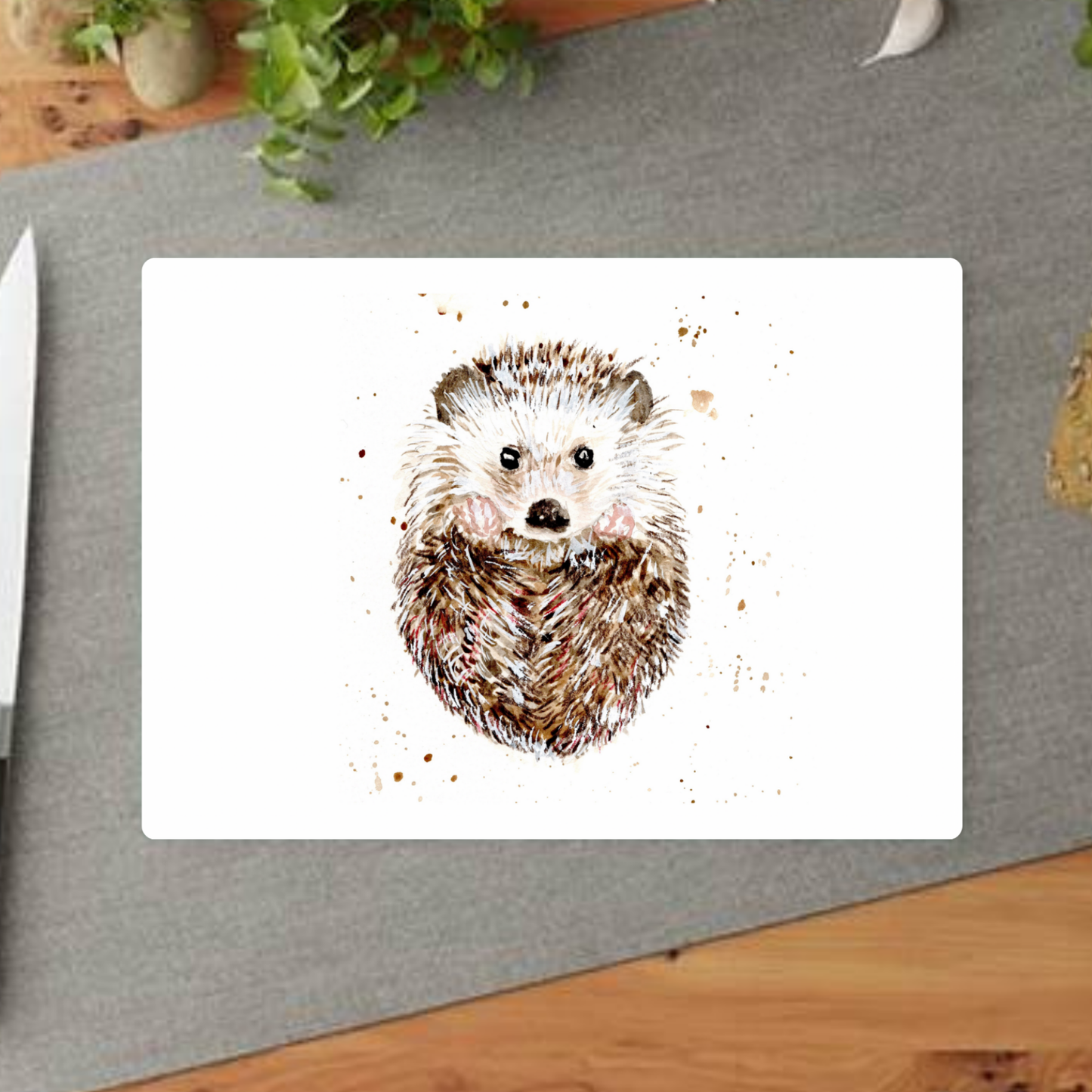 Watercolour Hedgehog Decorative Chopping Board