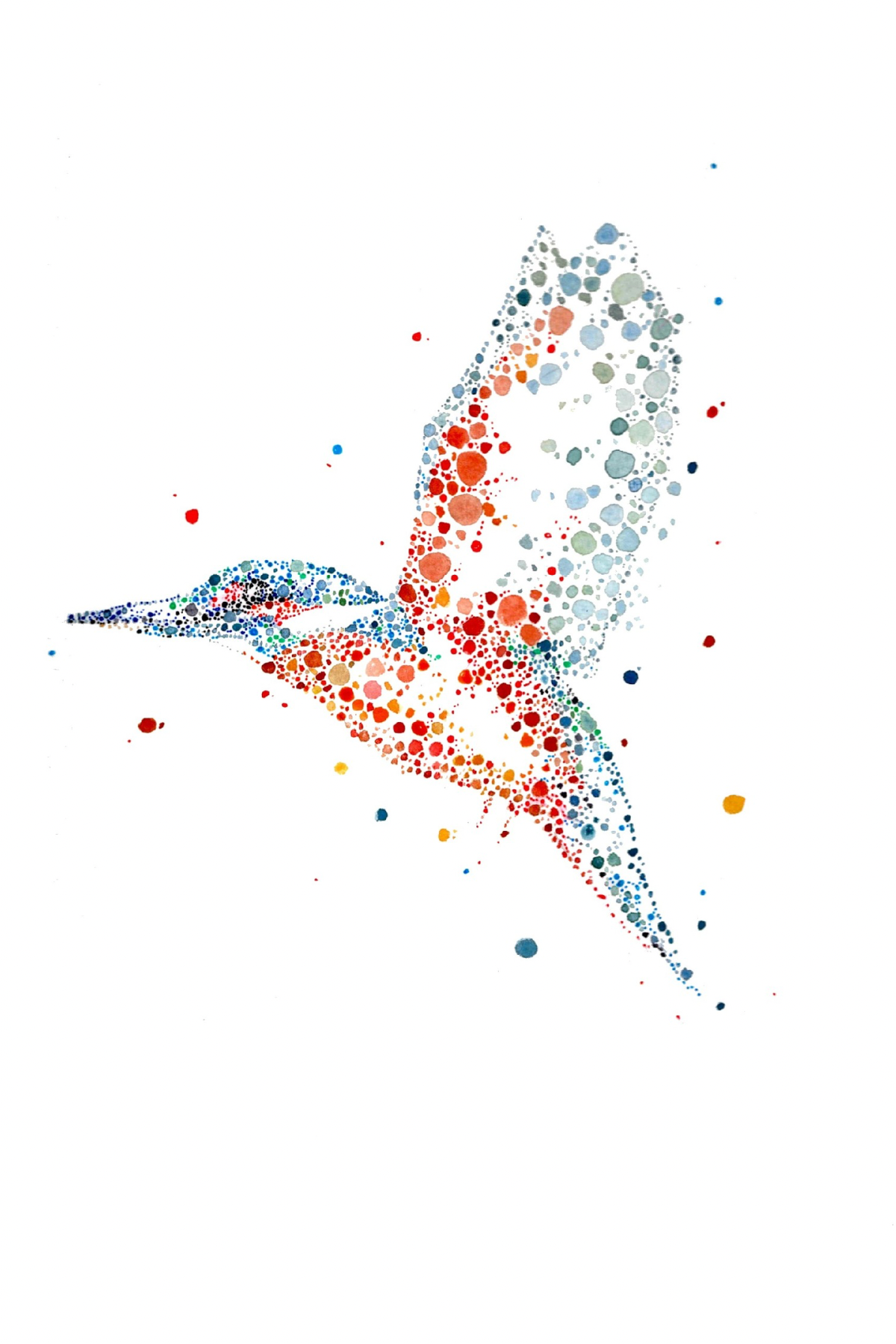 Watercolour Kingfisher In Flight Card