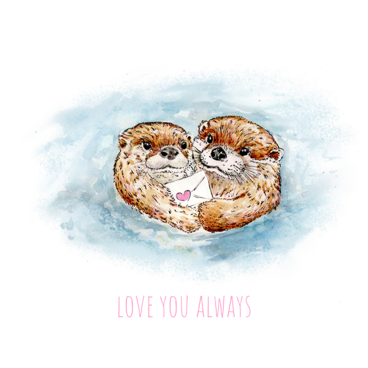 Watercolour Otter Love You Always Wild Card