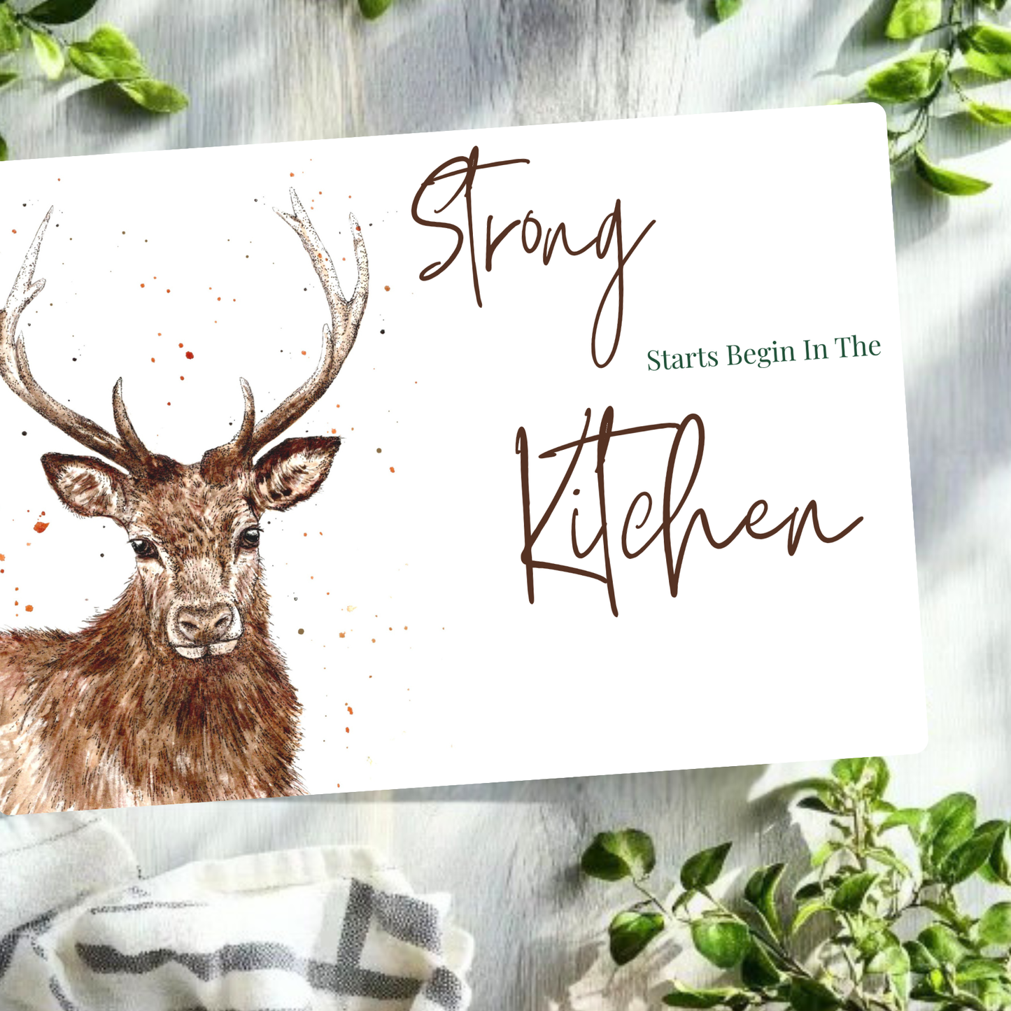 Watercolour Stag Glass Chopping Board