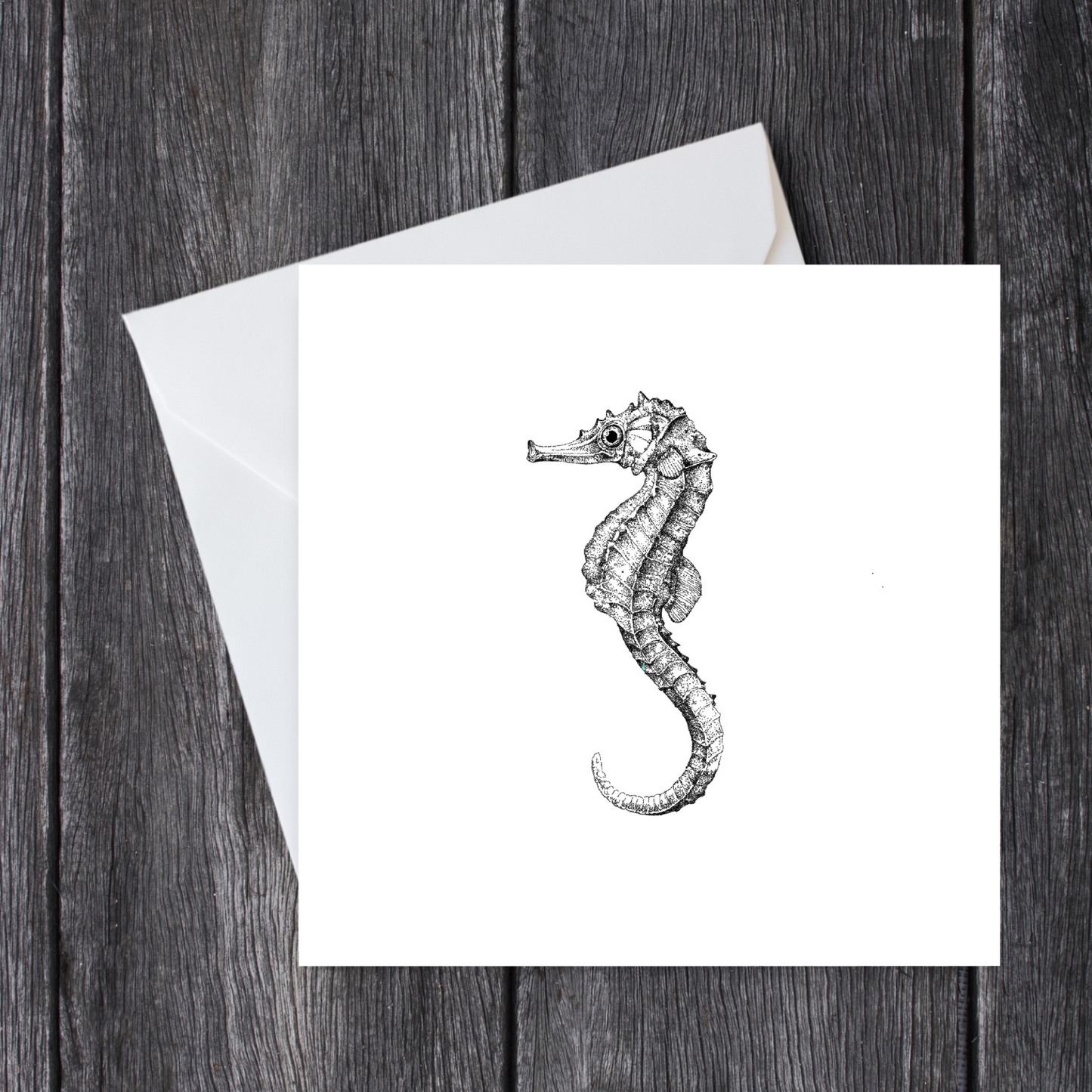 Black & White Seahorse Card