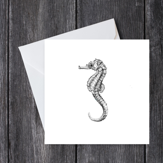 Black & White Seahorse Card