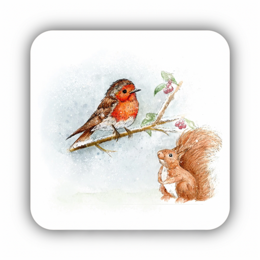 Two Watercolour Robin Coaster