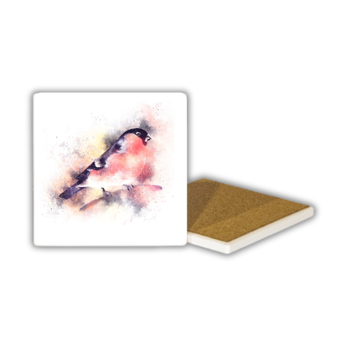 Pink Chested Robin Ceramic Coaster