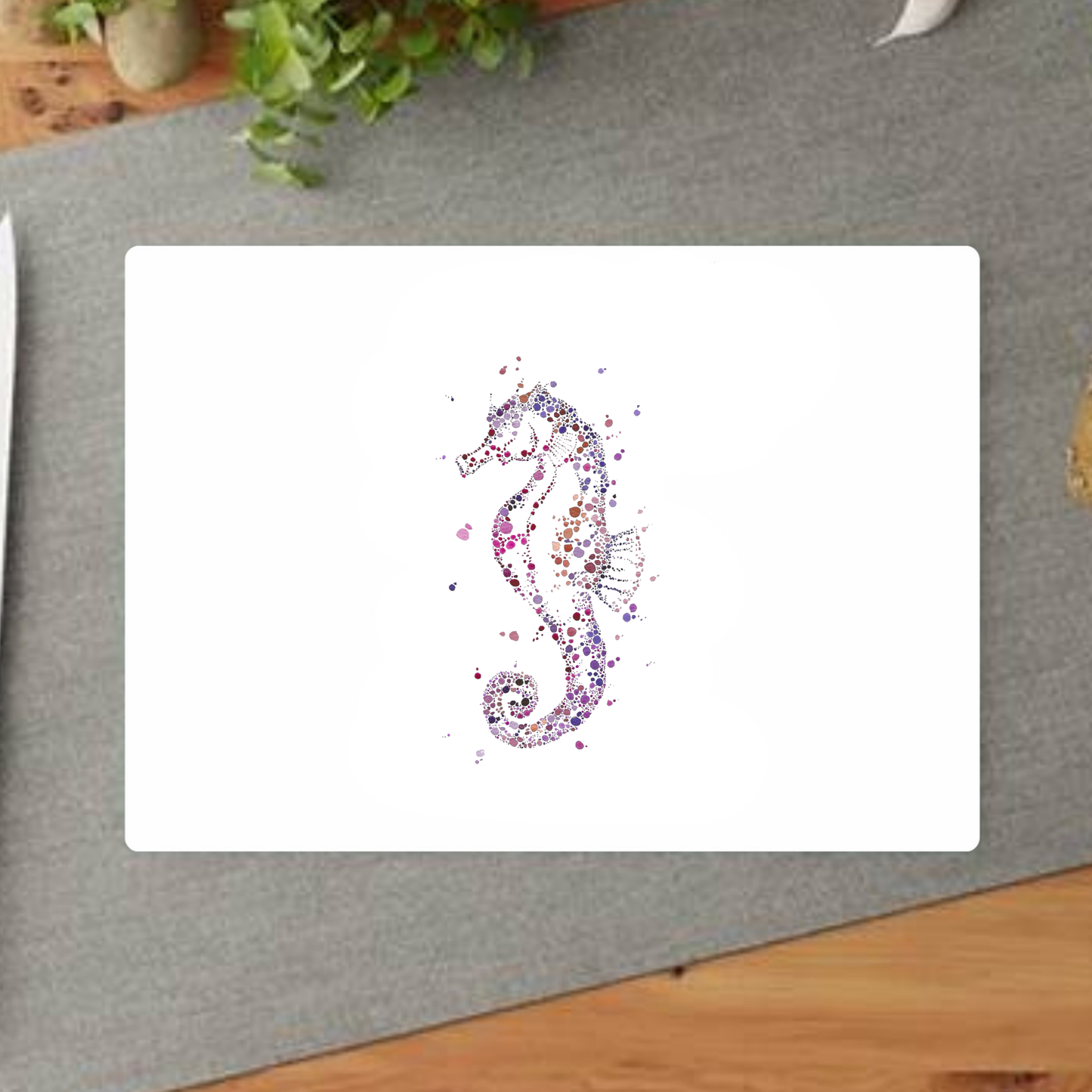 Watercolour Dot Seahorse Decorative Chopping Board