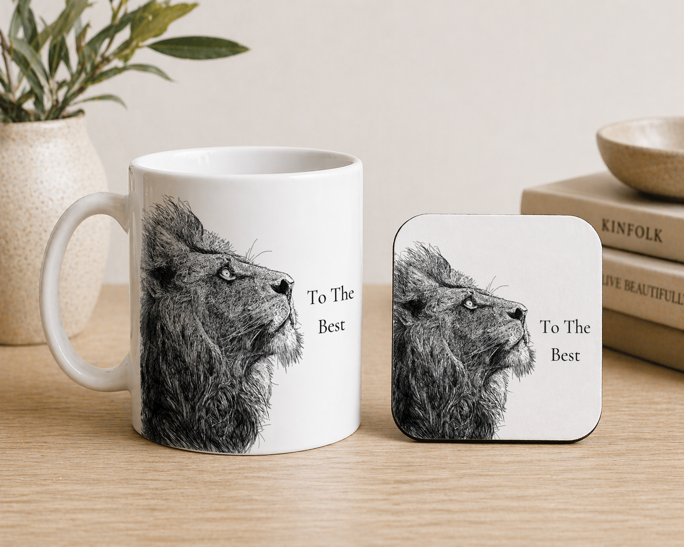 Majestic Lion Bone China Mug – Dad Gift Set