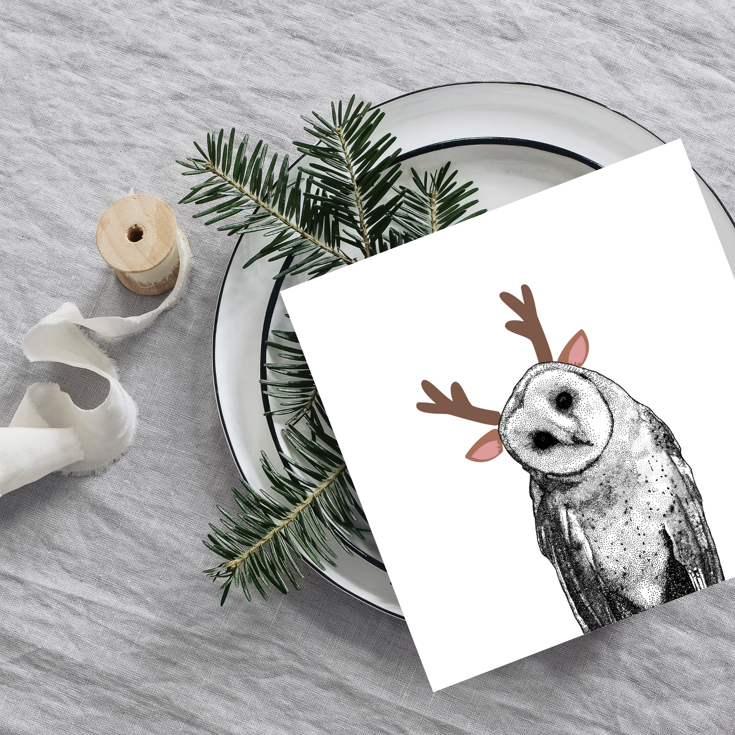Reindeer Owl Greeting Card
