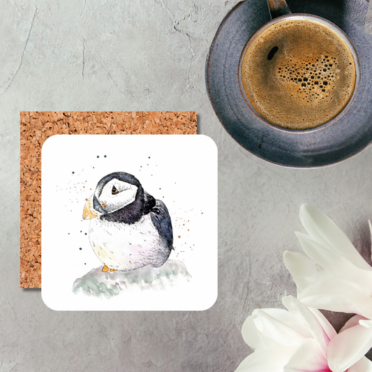 Watercolour Baby Puffin Coaster