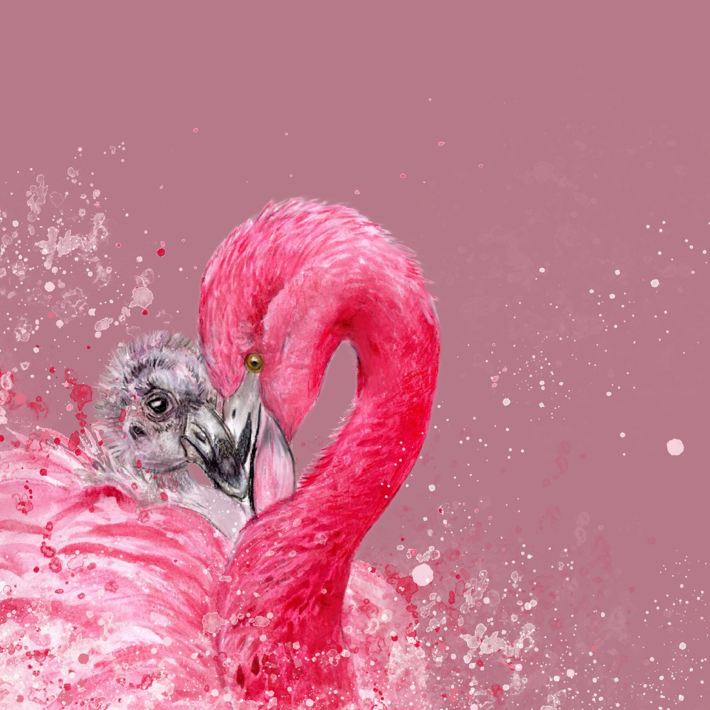 Flamingo and Chick Card