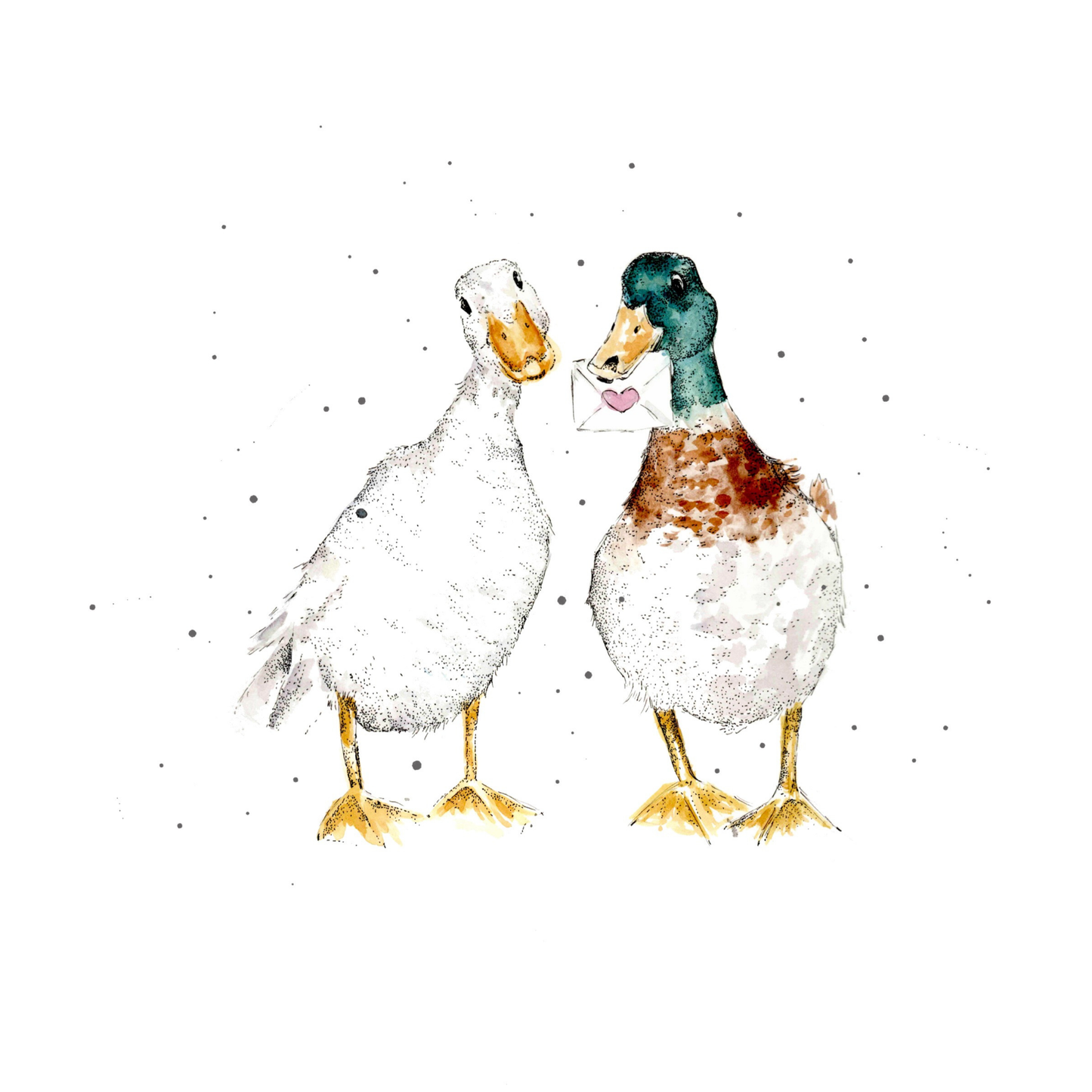Watercolour Runner Ducks Love Letter Coaster