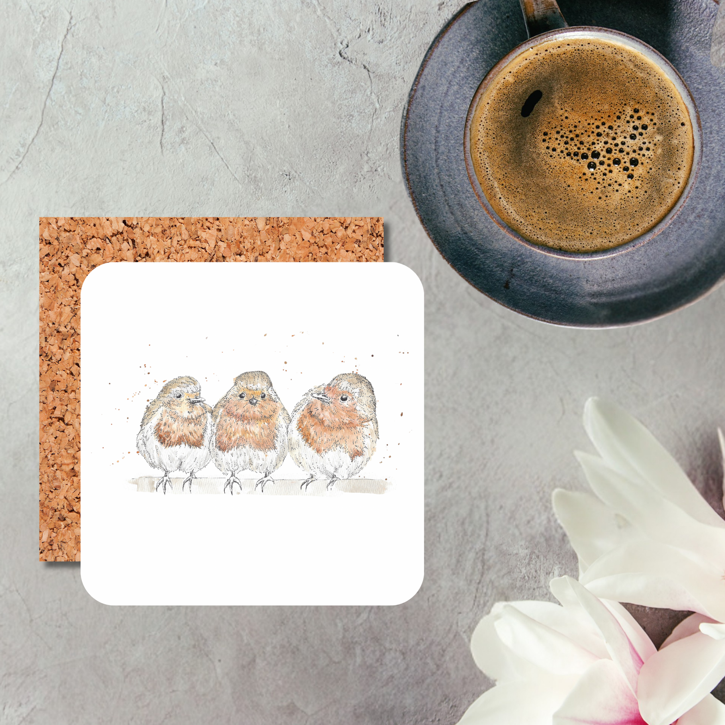 Three Of a Kind Robins Coaster