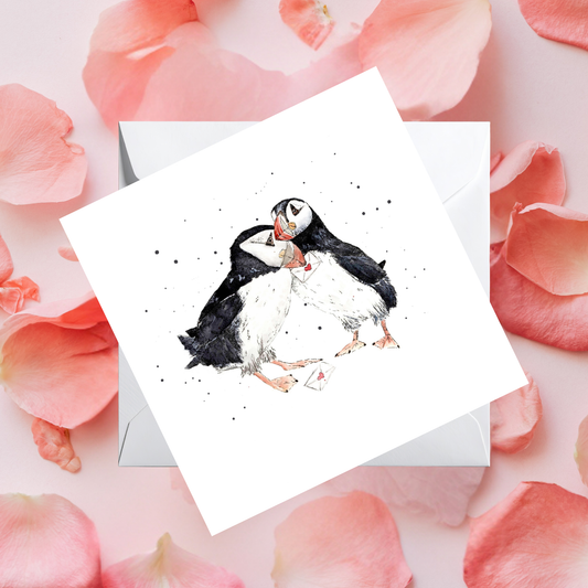 Watercolour Puffins – Love Letters From The Wild Card