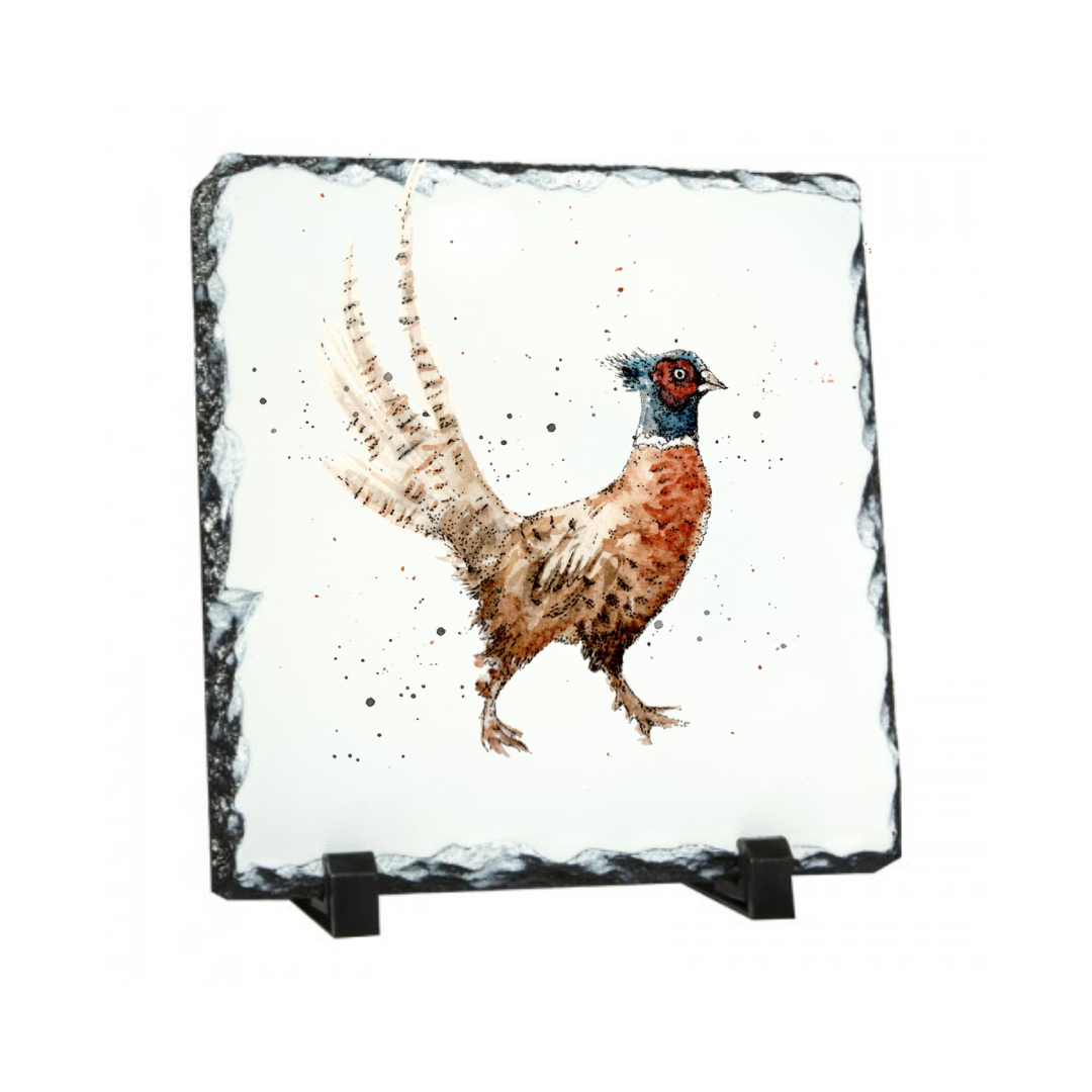 Rock Slate Ornament- Watercolour Pheasant