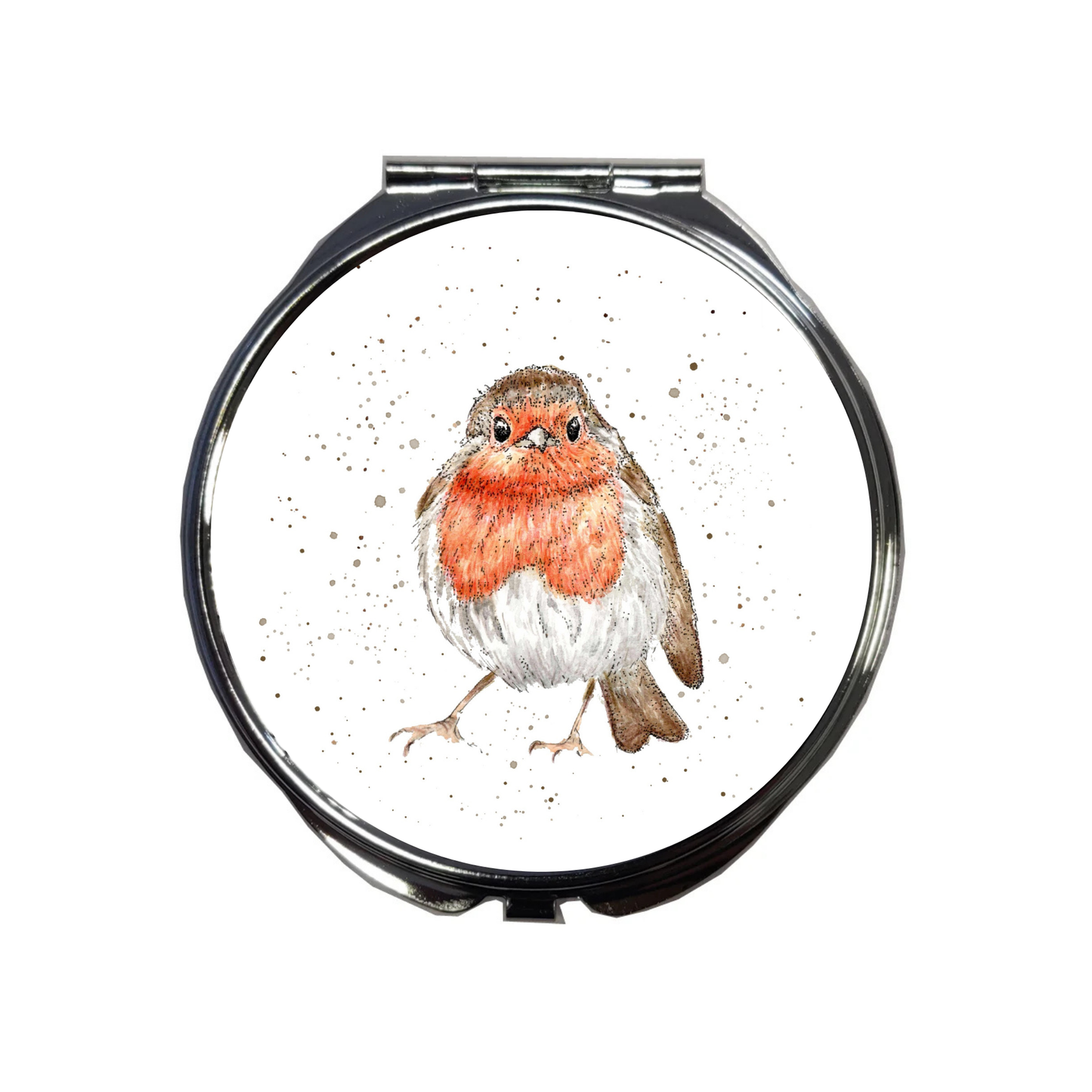 Robin Compact Mirror – Hand-Illustrated Animal Design | Dots Allowed Travel Makeup Mirror
