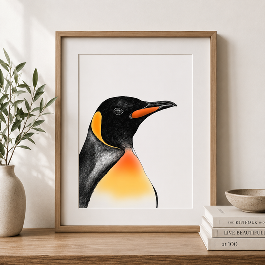 King Penguin Black & White Art Print