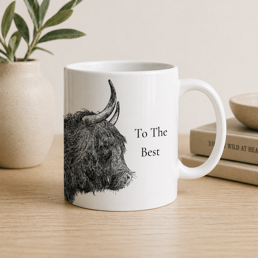 Highland Cow Bone China Mug – Dad Gift Set