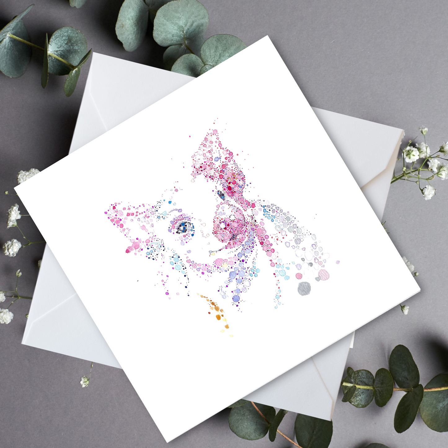 Pig Dot Watercolour Card