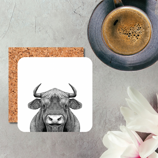 Black & White Highland Cow Coaster