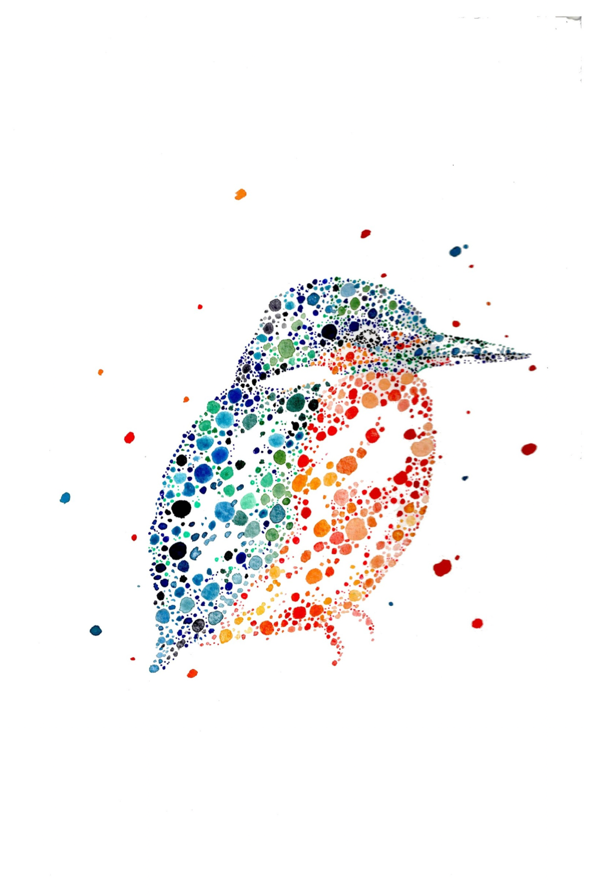 Watercolour Kingfisher Perched Card