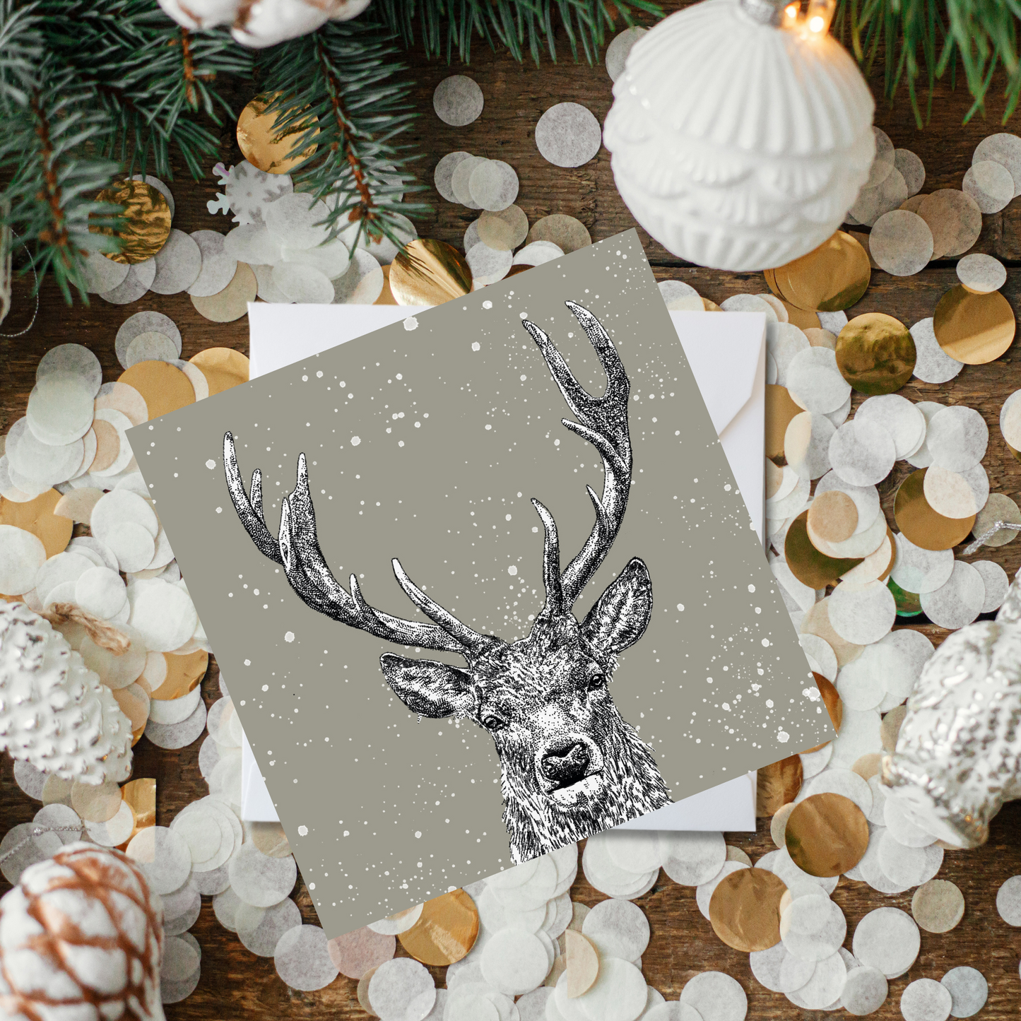 Winter Scene Stag Card