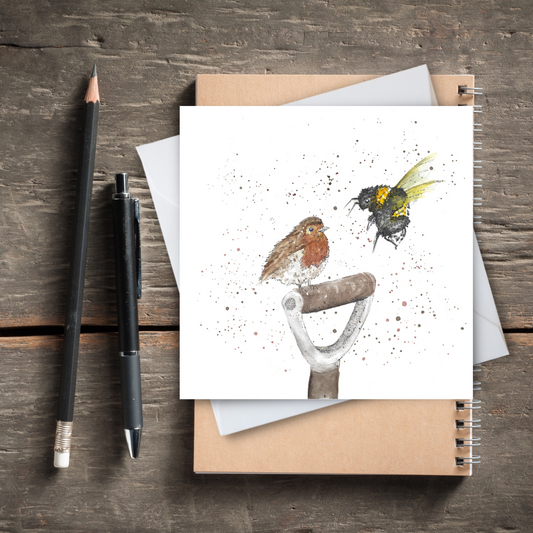 Robin & Bee Watercolour Card
