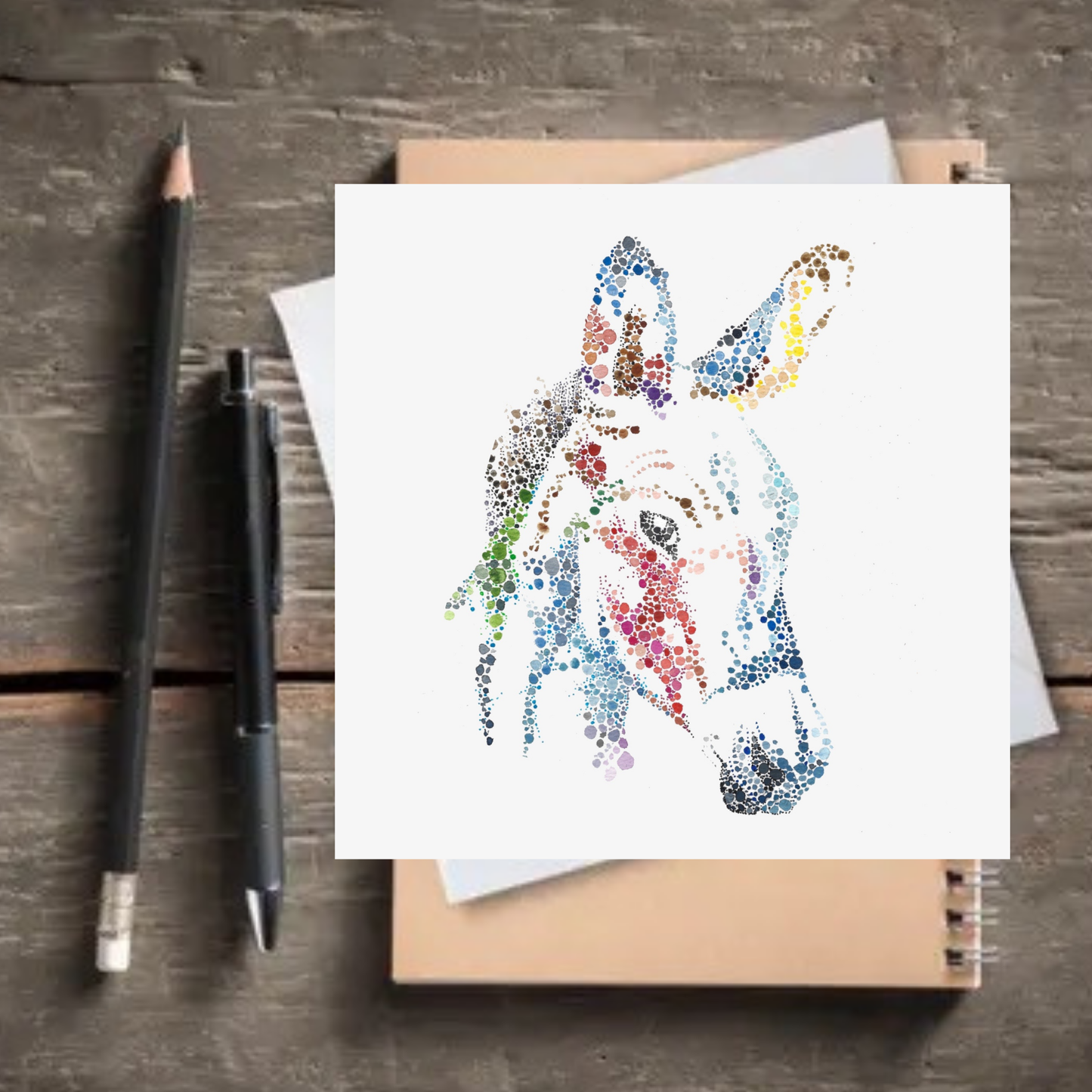 Watercolour Dot Donkey Card
