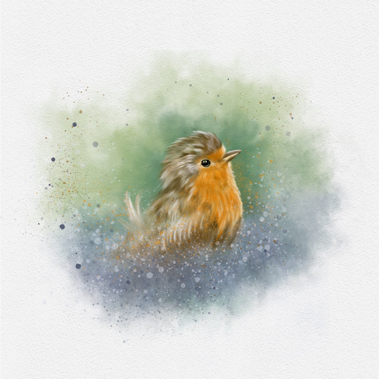 Robin Swimming Watercolour Card