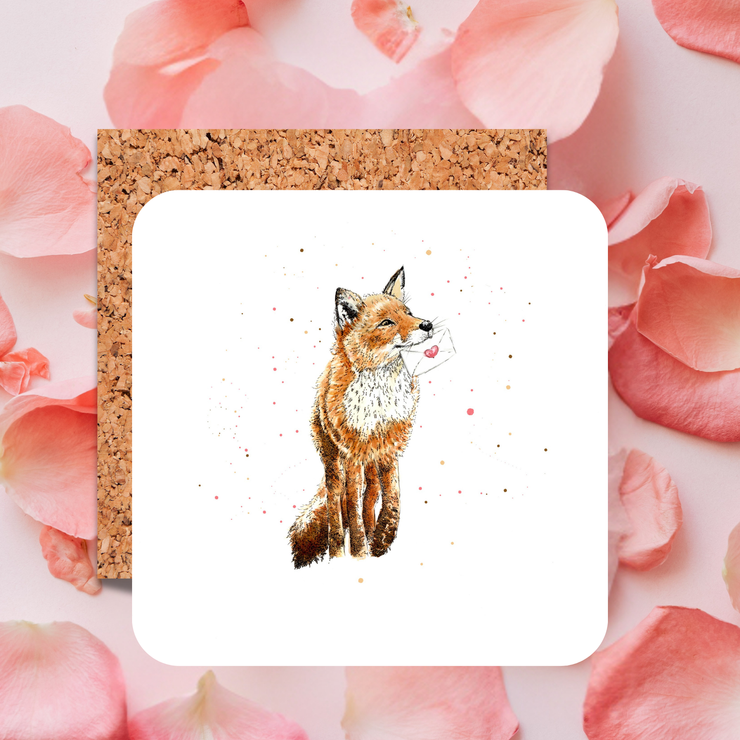 Watercolour Fox Love Letter Coaster