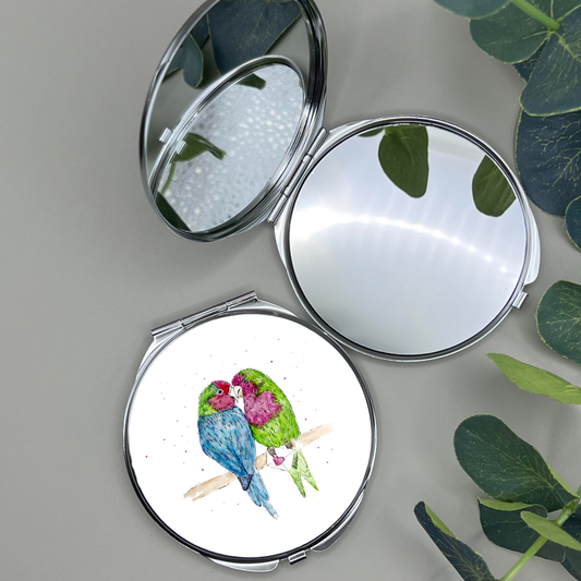 Watercolour Lovebirds Compact Mirror