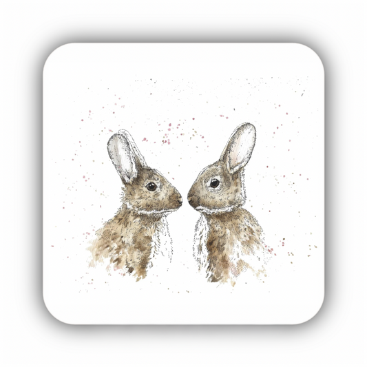 Rabbit Friends Watercolour Coaster