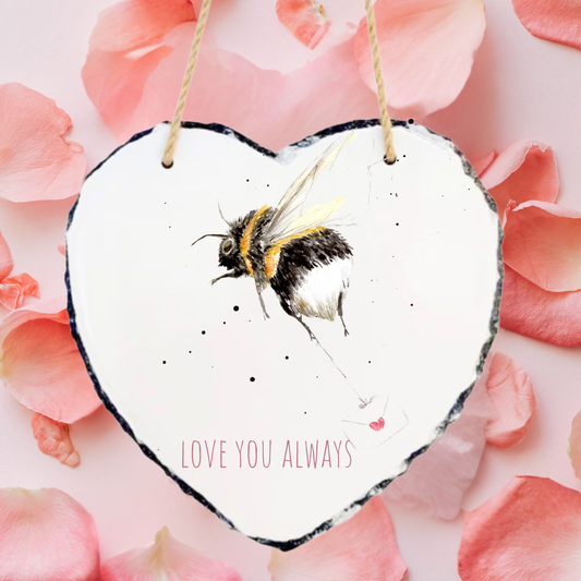 Bee Love Letter Rock Hanging Slate
