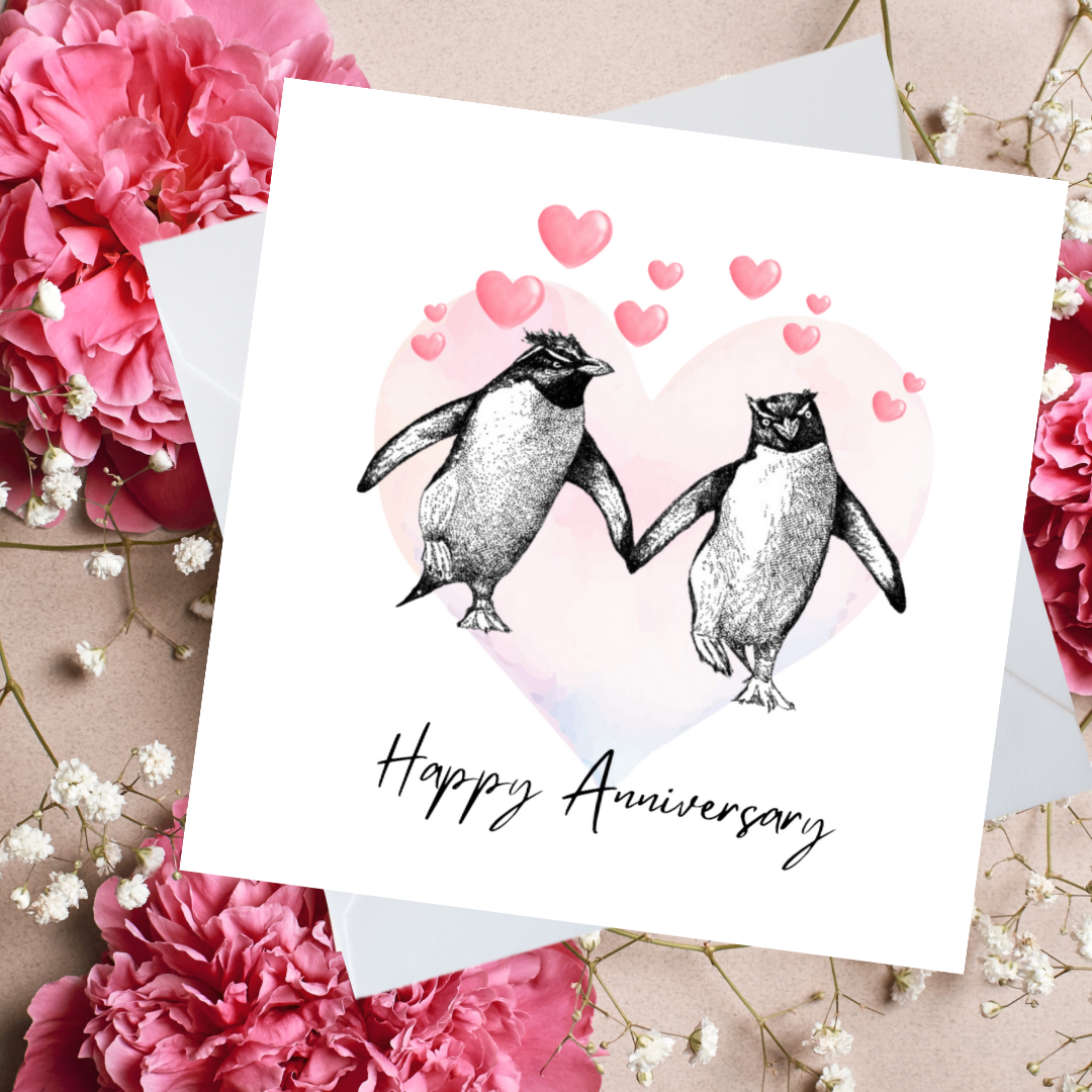 Happy Anniversary Penguins In Love Card