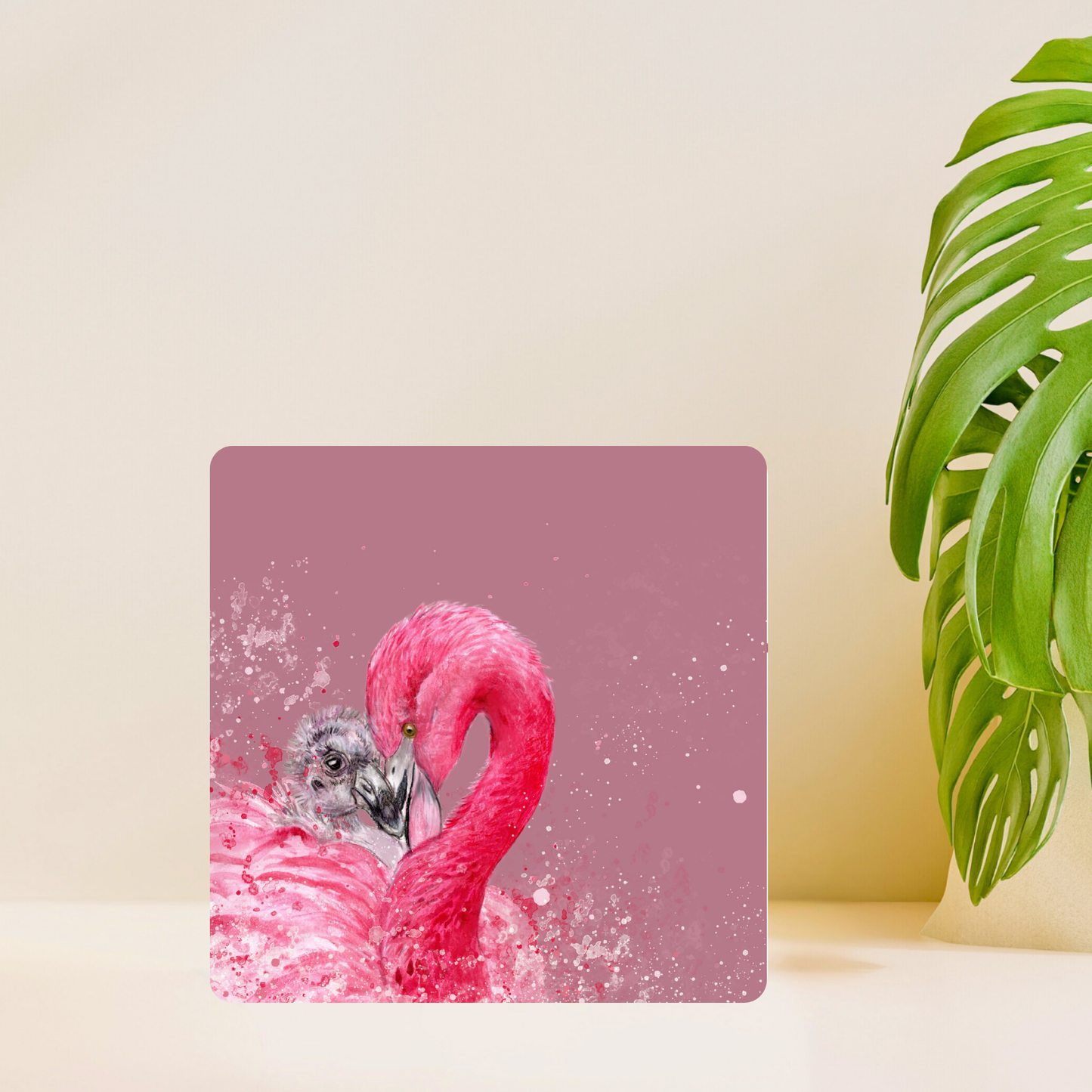 Flamingo and Chick Card