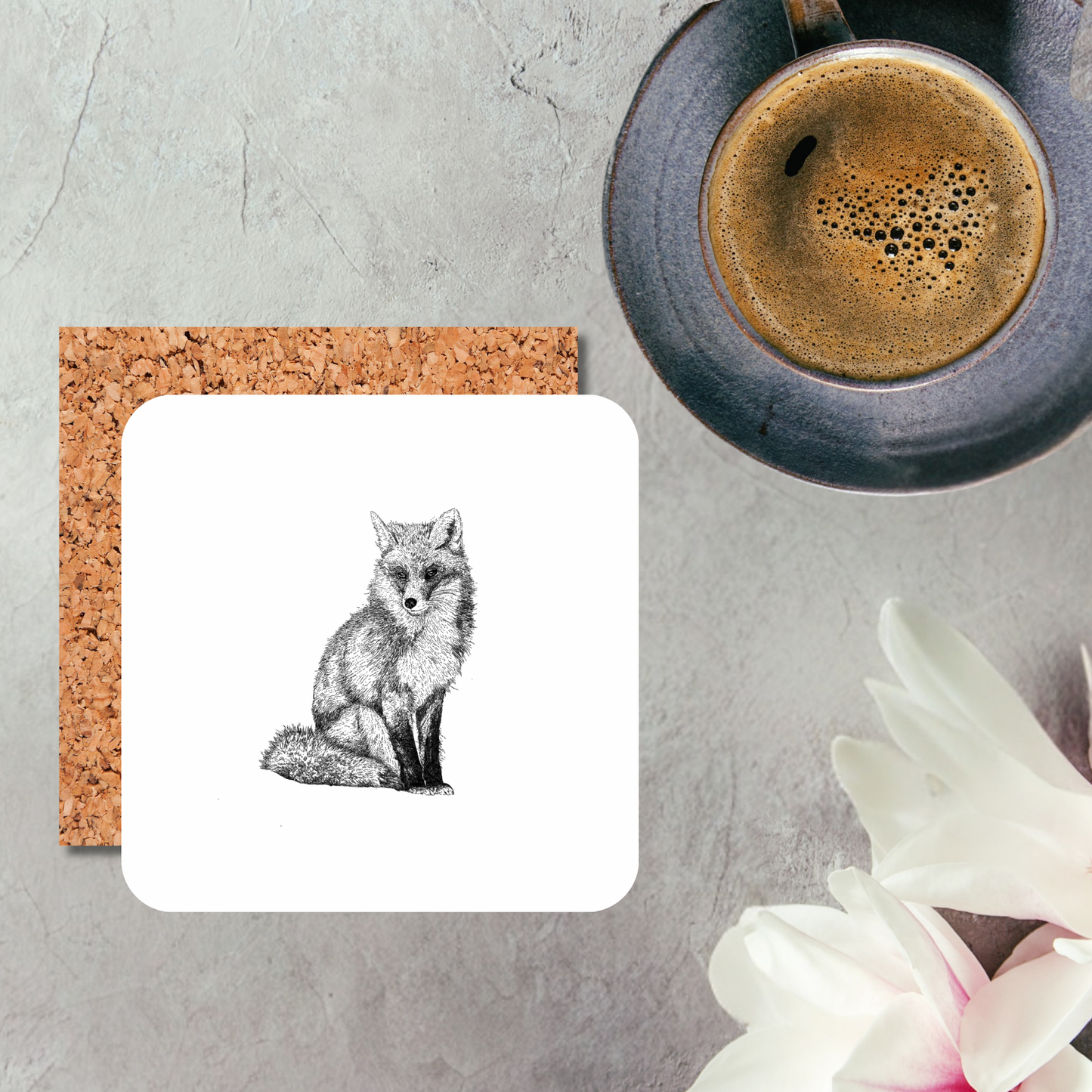 Black & White Fox Coaster
