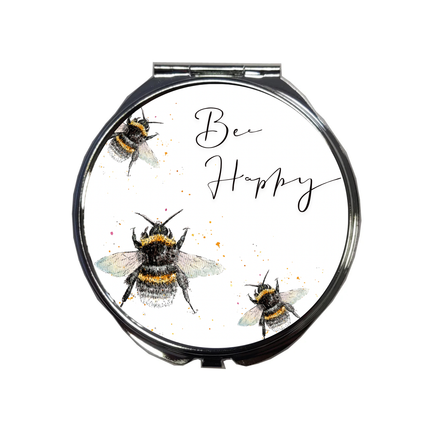 Bee Happy Compact Mirror – Hand-Illustrated Animal Design | Dots Allowed Travel Makeup Mirror