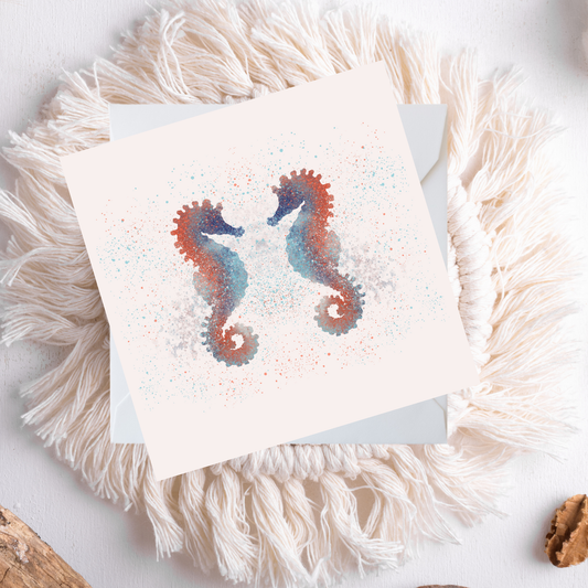 Splatter Twin Seahorses Card