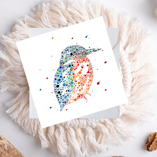 Watercolour Kingfisher Perched Card