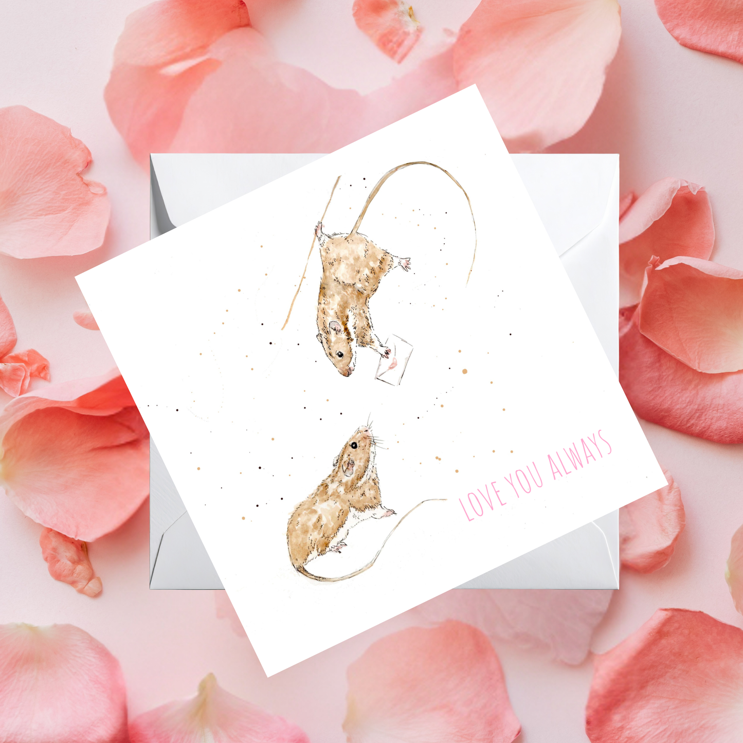 Watercolour Mice Love You Always Card
